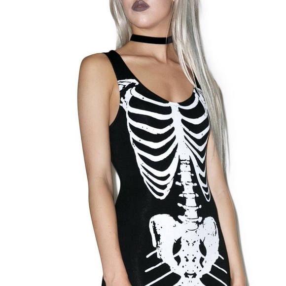 ONE SMALL LEFT! [NEW] Iron Fist Bone Deep Bodycon Dress - Picture 6 of 16